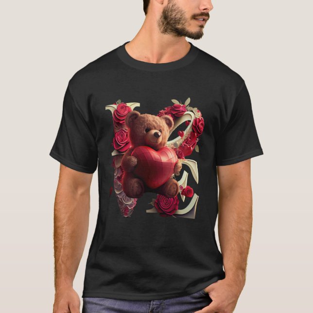 Valentine's Day Love Heart Bear Teddy Girlfriend T-Shirt (Vorderseite)