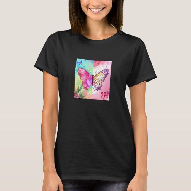 Valentine's Day Love Heart Butterfly Girlfriend Fi T-Shirt (Vorderseite)