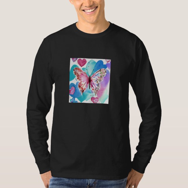 Valentine's Day Love Heart Butterfly Girlfriend Fi T-Shirt (Vorderseite)