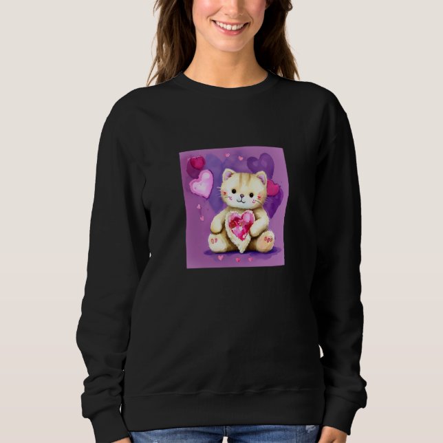 Valentine's Day Love Heart Cat Teddy Girlfriend Fi Sweatshirt (Vorderseite)