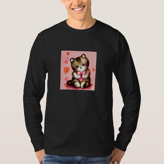 Valentine's Day Love Heart Cat Teddy Girlfriend Fi T-Shirt (Vorderseite)