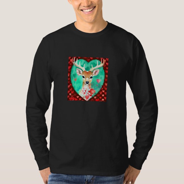 Valentine's Day Love Heart Cute Deer Girlfriend Fi T-Shirt (Vorderseite)