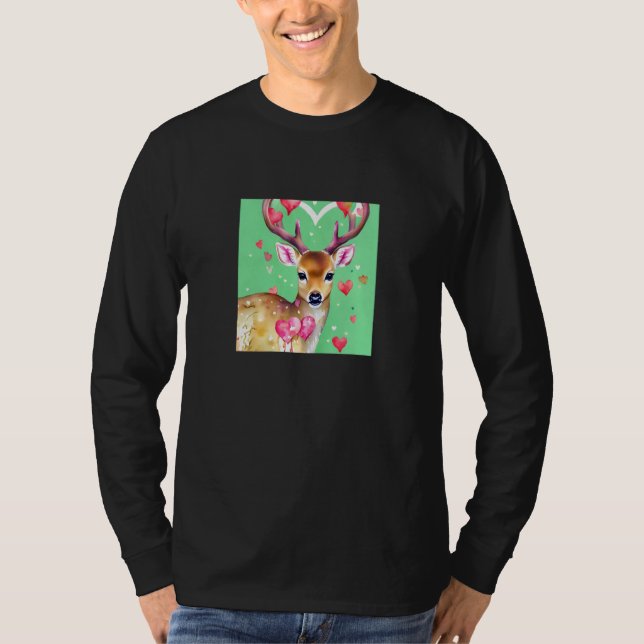 Valentine's Day Love Heart Cute Deer Girlfriend Fi T-Shirt (Vorderseite)