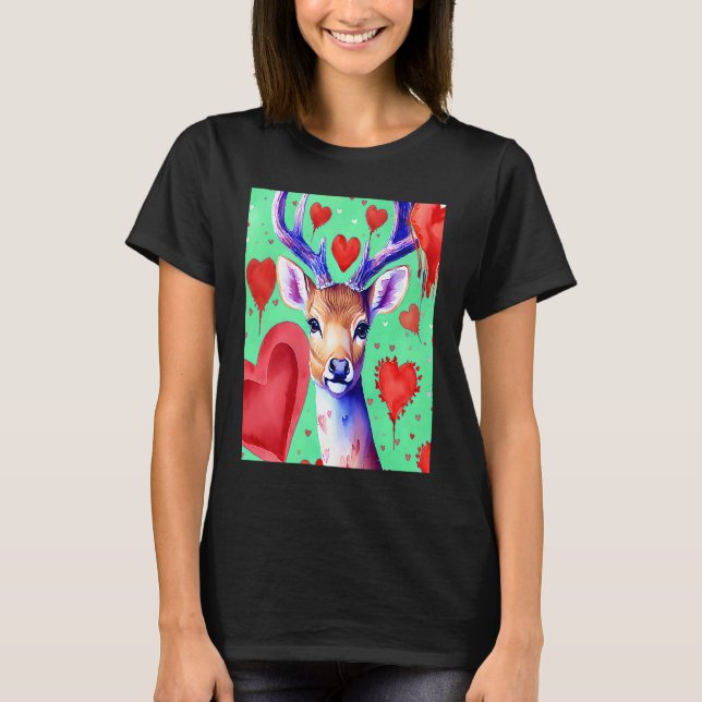 Valentine's Day Love Heart Cute Deer Girlfriend Fi T-Shirt (Vorderseite)