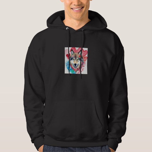 Valentine's Day Love Heart Cute Wolf Girlfriend Fi Hoodie (Vorderseite)
