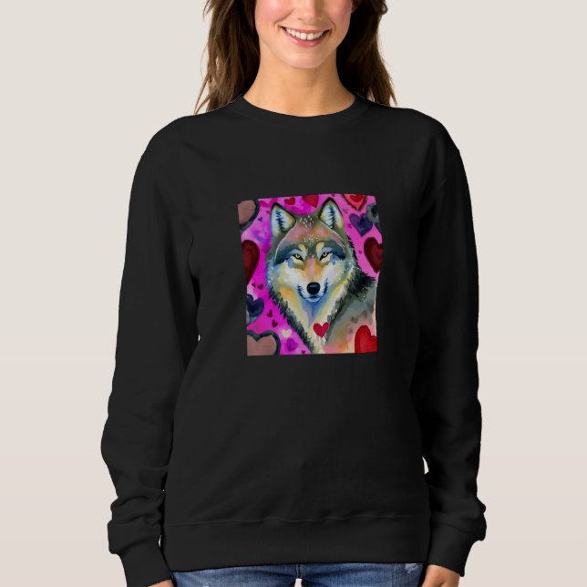 Valentine's Day Love Heart Cute Wolf Girlfriend Fi Sweatshirt (Vorderseite)