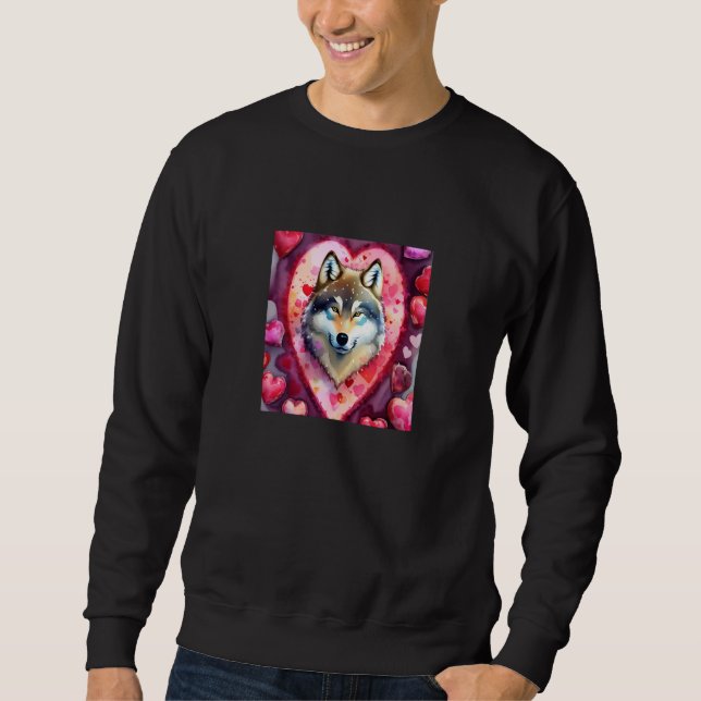 Valentine's Day Love Heart Cute Wolf Girlfriend Fi Sweatshirt (Vorderseite)