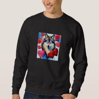 Valentine's Day Love Heart Cute Wolf Girlfriend Fi Sweatshirt