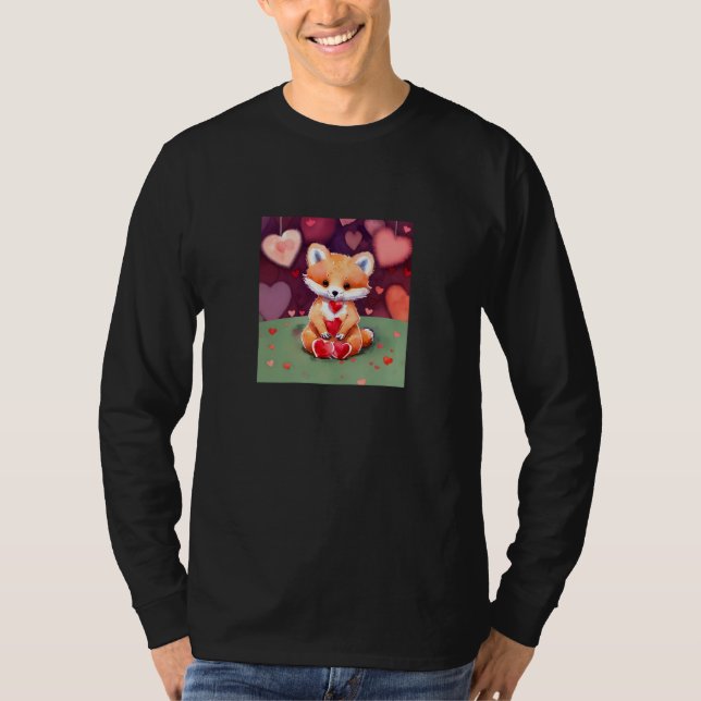 Valentine's Day Love Heart Fox Teddy Girlfriend Fi T-Shirt (Vorderseite)