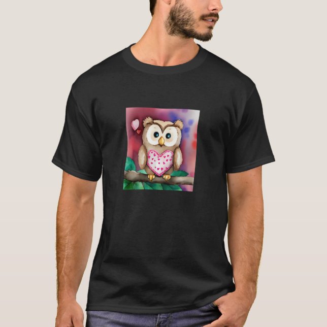 Valentine's Day Love Heart Owl Teddy Girlfriend Fi T-Shirt (Vorderseite)