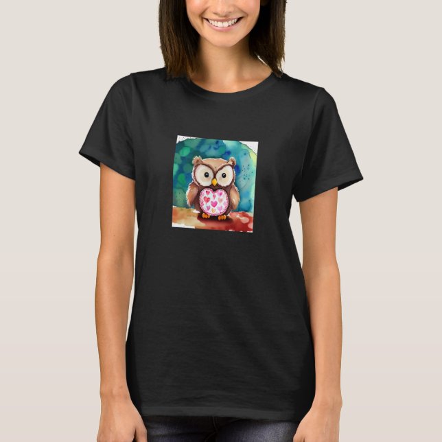Valentine's Day Love Heart Owl Teddy Girlfriend Fi T-Shirt (Vorderseite)