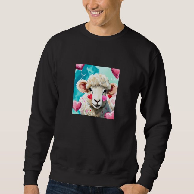 Valentine's Day Love Heart Sheep Girlfriend Fiancé Sweatshirt (Vorderseite)