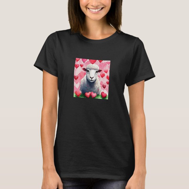 Valentine's Day Love Heart Sheep Girlfriend Fiancé T-Shirt (Vorderseite)