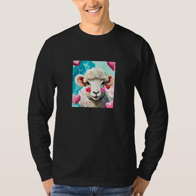 Valentine's Day Love Heart Sheep Girlfriend Fiancé T-Shirt (Vorderseite)