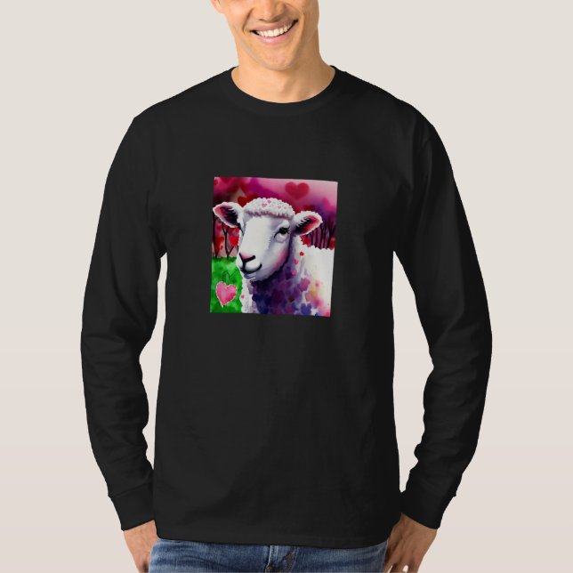 Valentine's Day Love Heart Sheep Girlfriend Fiancé T-Shirt (Vorderseite)
