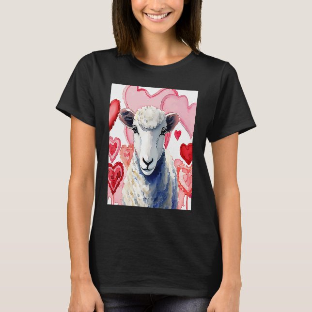 Valentine's Day Love Heart Sheep Girlfriend Fiancé T-Shirt (Vorderseite)