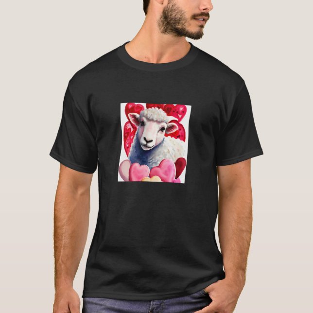 Valentine's Day Love Heart Sheep Girlfriend Fiancé T-Shirt (Vorderseite)