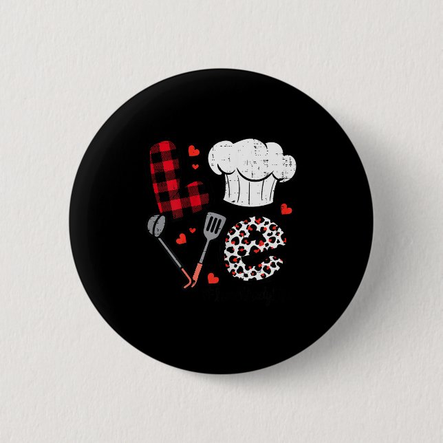 Valentines Day Love Lunch Lady Life School Cafeter Button (Vorderseite)