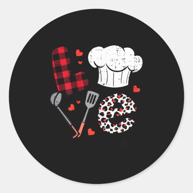 Valentines Day Love Lunch Lady Life School Cafeter Runder Aufkleber (Vorderseite)