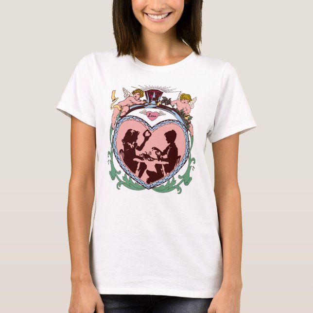 Valentines Day Love Rococo Style with Cherubs T-Shirt (Vorderseite)