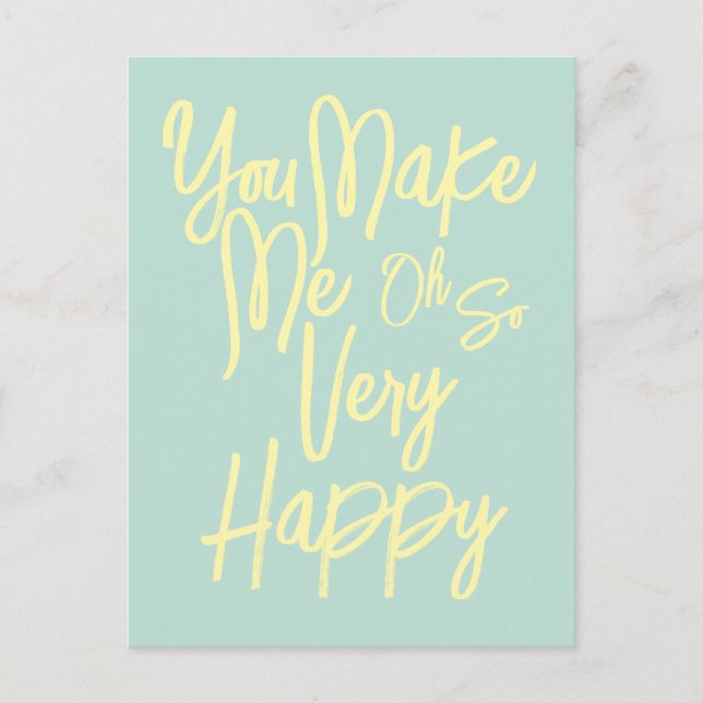 Valentine's Day Love You Make Me Happy Card. Postkarte (Vorderseite)