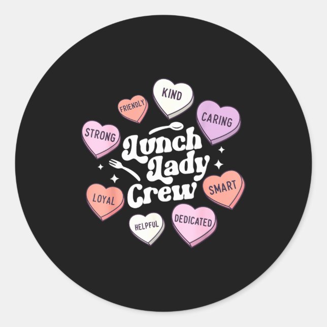 Valentines Day Lunch Lady Groovy Cafeteria Squad H Runder Aufkleber (Vorderseite)