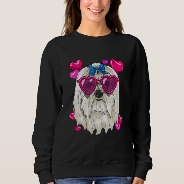 Valentines Day Maltese Heart Couples Maltese Dog Sweatshirt (Vorderseite)