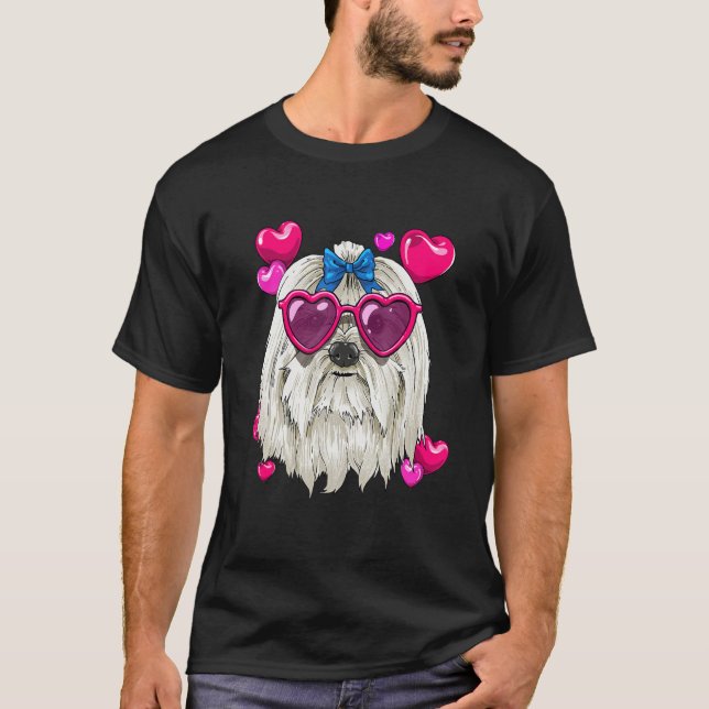 Valentines Day Maltese Heart Couples Maltese Dog T-Shirt (Vorderseite)