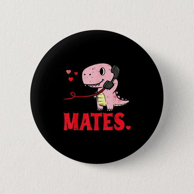 Valentines Day Matching Soulmates Mates Dino Coupl Button (Vorderseite)
