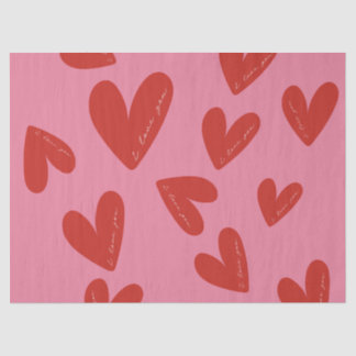 Valentine's Day Modern Red & Pink Hearts Script Seidenpapier