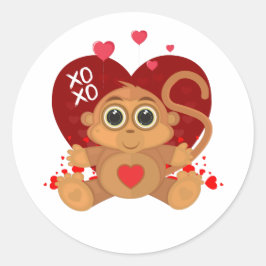 Valentine's Day Monkey Runder Aufkleber