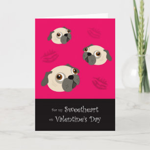 Valentine's Day Mops & Kisses Card für Schweden Feiertagskarte