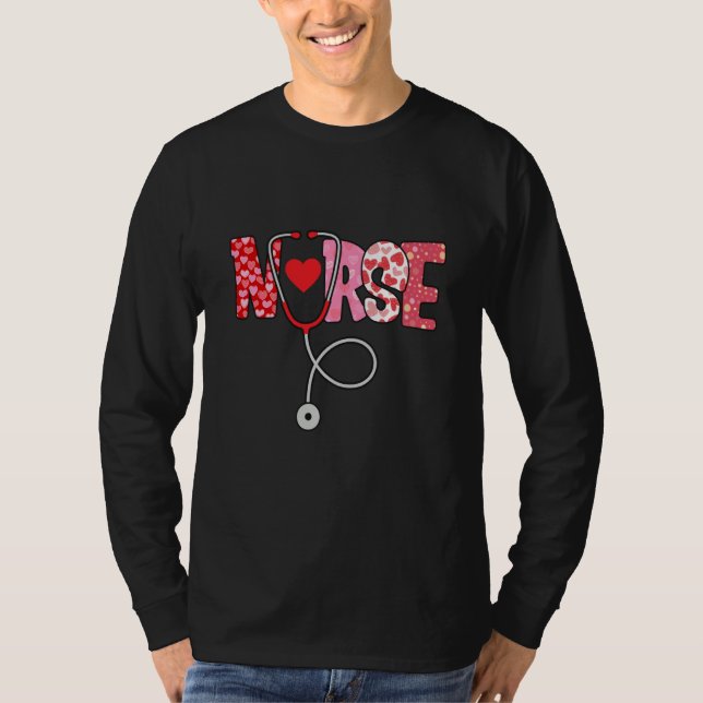 Valentines Day Nurse Heart Nursing Scrub Top RN Wo (Vorderseite)