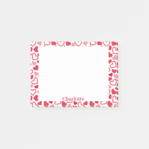 Valentine's Day Office Geschenke Red Hearts & Name Post-it Klebezettel
