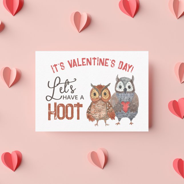 Valentine's Day Owls Klassenzimmer Valentine Card  Telefonnummerkarte (Von Creator hochgeladen)