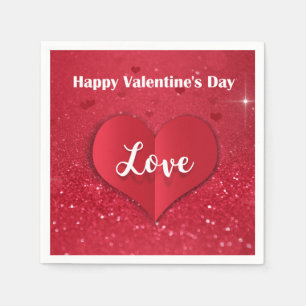 Valentine's Day Paper Heart Glitzer Paper Napkin Serviette