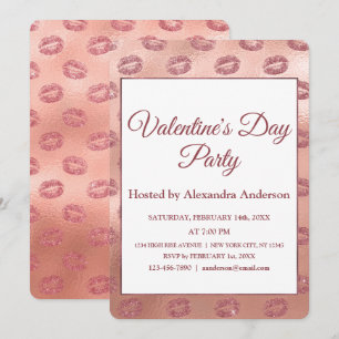 Valentine's Day Party Rose Gold Einladung