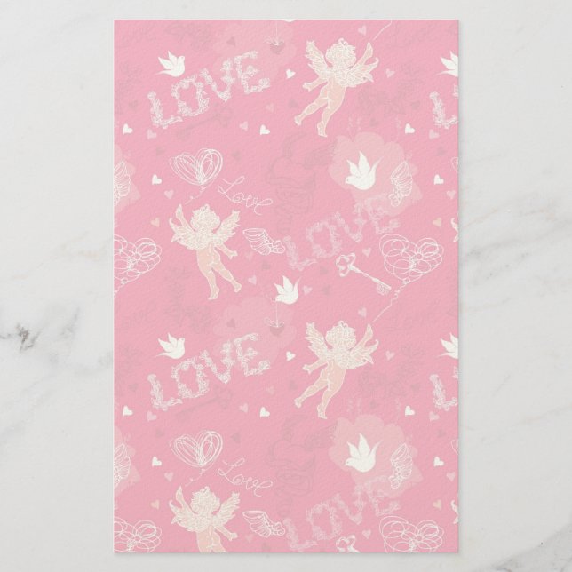Valentine's Day Pattern With Cupid Briefpapier (Vorderseite)