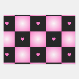 Valentines Day Pink and Black Ombre Custom Geschenkpapier Set