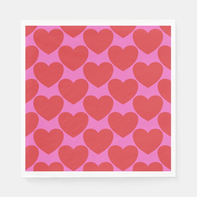 Valentine's Day Pink and Red Heart Pattern Party Serviette (Vorderseite)