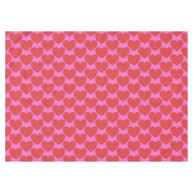 Valentine's Day Pink and Red Heart Pattern Party Tischdecke (Vorderseite (Horizontal))
