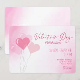Valentine's Day Pink Balloons Aquarellfarben Party Einladung