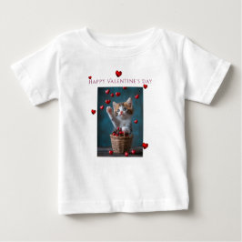 Valentine's Day Pink Lace Heart Satin Ribbon Baby T-shirt