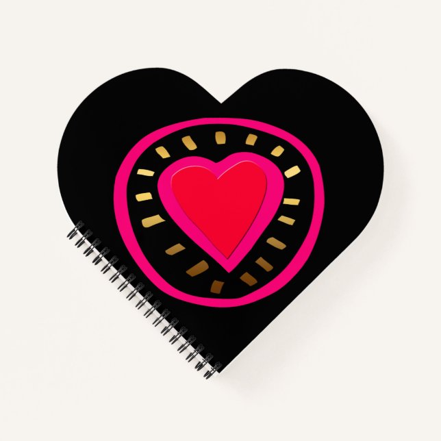 Valentine's Day Pink Modernes Cool Heart Notebook Notizbuch (Vorderseite)