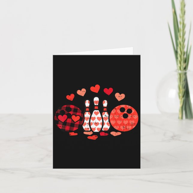 Valentines Day Plaid Bowling Valentine Srts Men Wo Karte (Vorderseite)