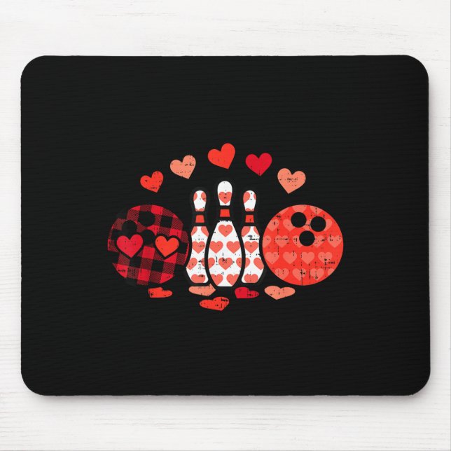 Valentines Day Plaid Bowling Valentine Srts Men Wo Mousepad (Vorne)
