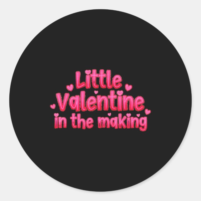 Valentines Day Pregnancy Announcement Little Valen Runder Aufkleber (Vorderseite)