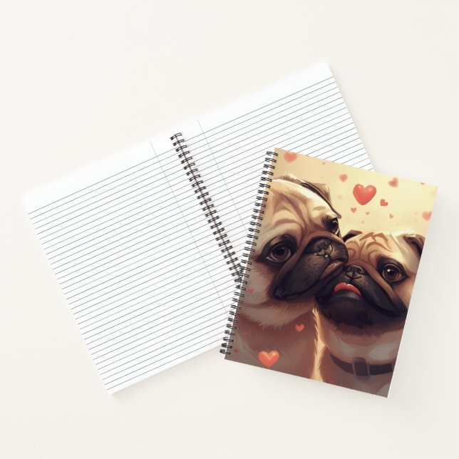 Valentine's Day Pug Notebook: Pugs & Kisses Notizbuch (Innenseite)