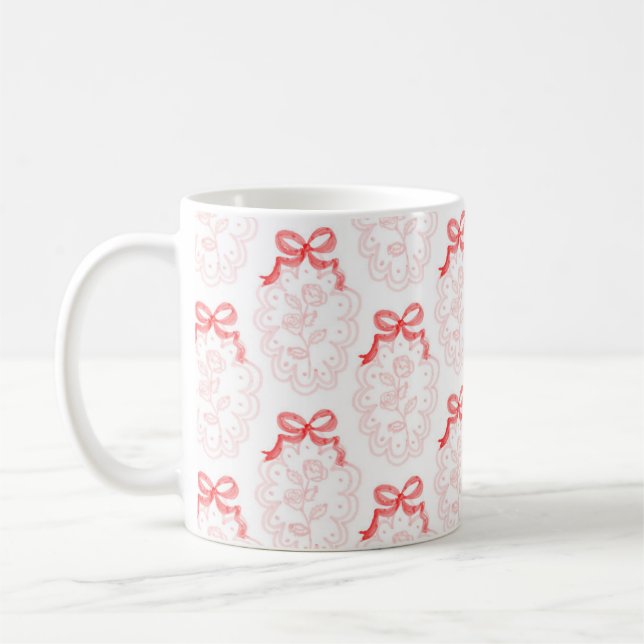 Valentines Day Red Bows & Rose Mug (Gauche)