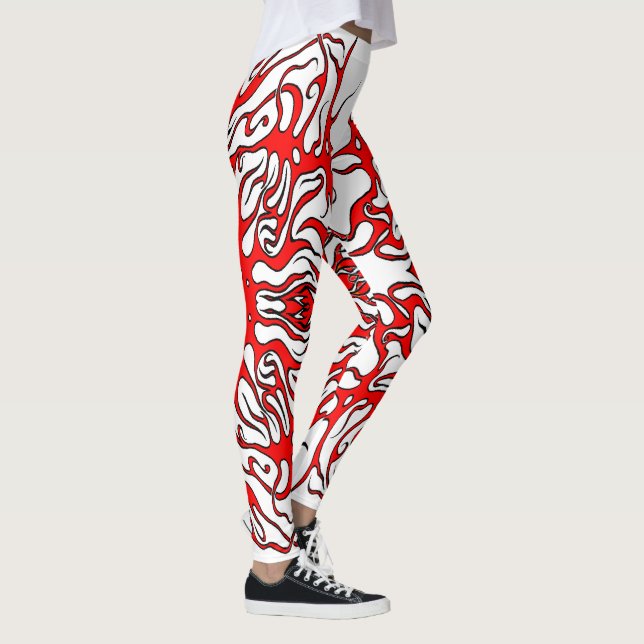 Valentine's Day Red Heart Tribal Tattoo Leggings (Rechts)